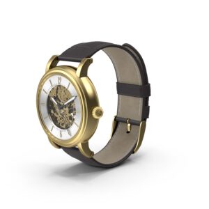 The Winter Jewelry Gold Skeleton Watch looks elegant and is a great pair with natural diamond pieces.