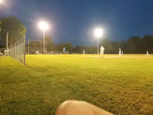 Winter Jewelry adds sparkle to a fun baseball game at night, shining on someone watching from the grass under stadium lights.