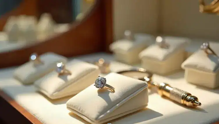 Winter Jewelry diamond rings shown in-store, highlighting their quality for shoppers seeking something special.